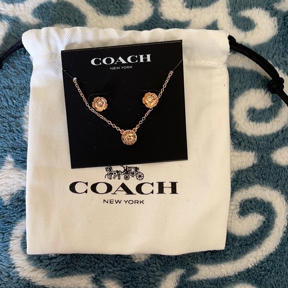 Coach Accessories - NWT COACH flower earrings and necklace